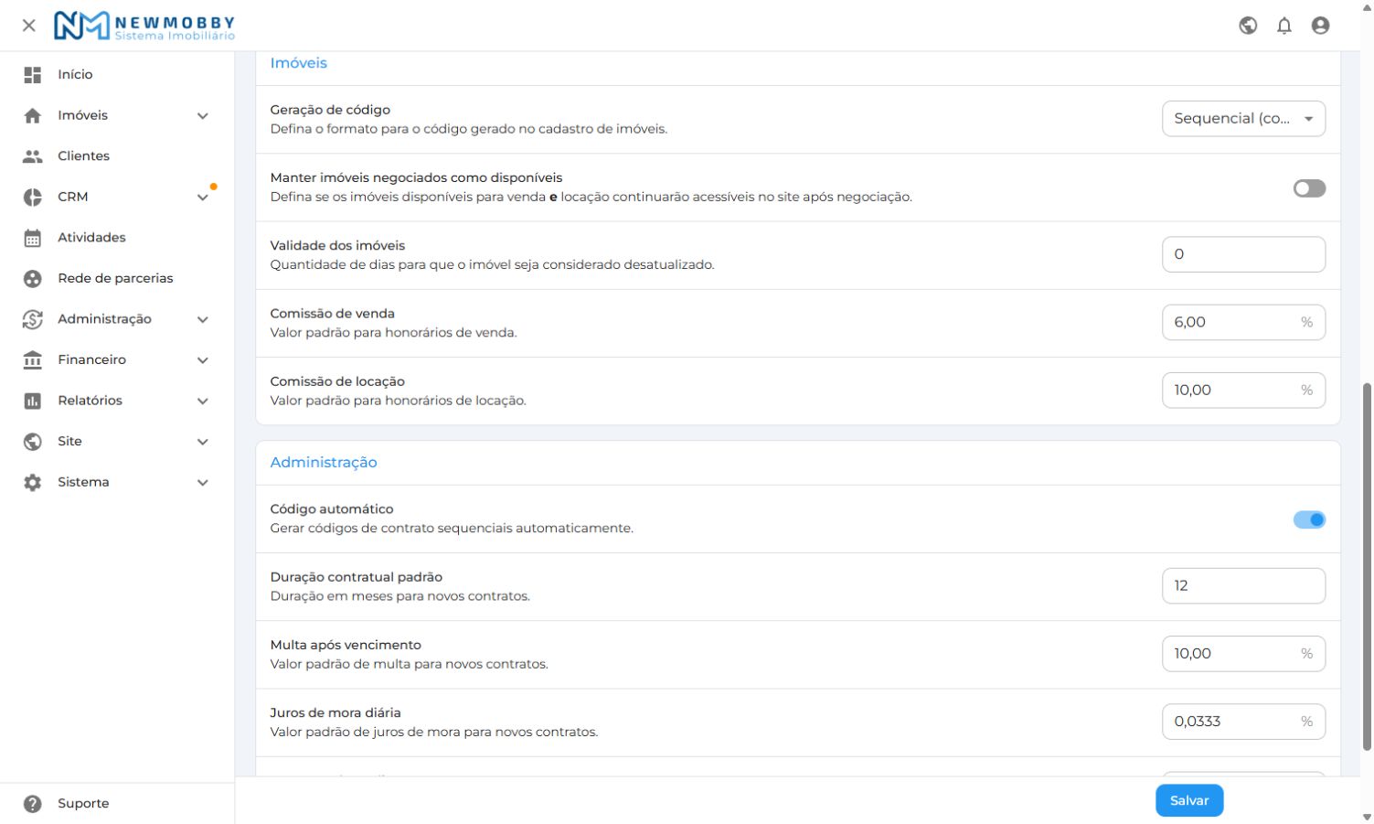 Tela demonstrativa do sistema